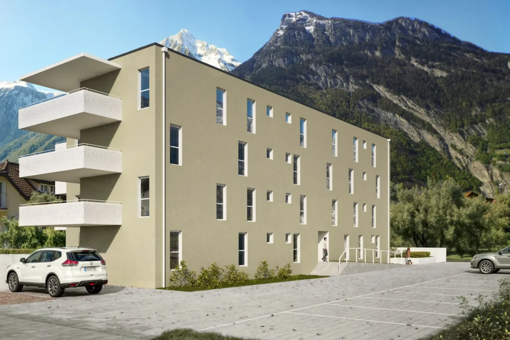 Résidence PPE Clos du Luizet à Saxon par Logibat : appartements modernes avec vue sur les Alpes.